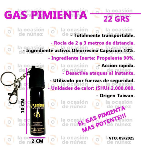 Gas Pimienta Bamboo Hasta 3 Metros Paraliza Por 30 Minutos