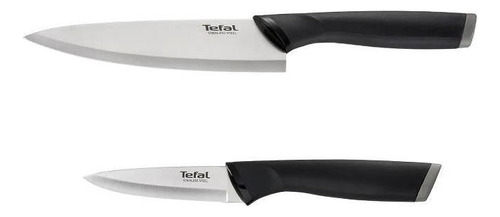 Juego De 2 Cuchillos Chef Essential Tefal T-fal K2219355 Color Negro