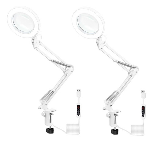 2pcs Usb Led Luz Lupa Lámpara Lámpara De Escritorio