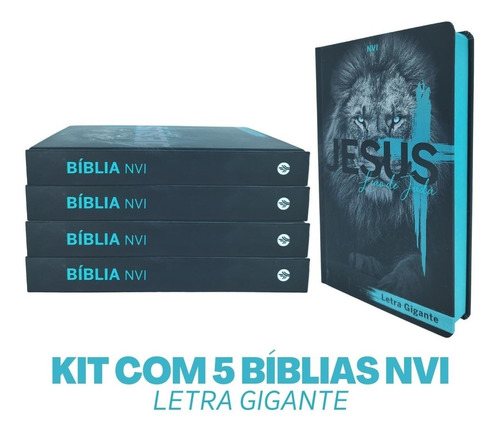 Kit 5 Unidades: Bíblias Letra Gigante Sagrada Versão Nvi