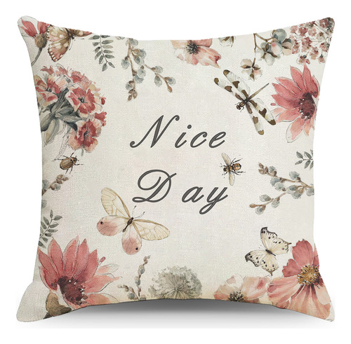 4pcs Flor Mariposa Funda De Almohada, Funda De Almohada