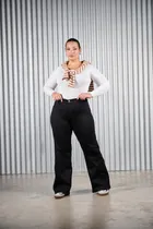 Comprar Jeans Wide Leg Negro Clasico Marca Cenitho Talles 46 Al 54