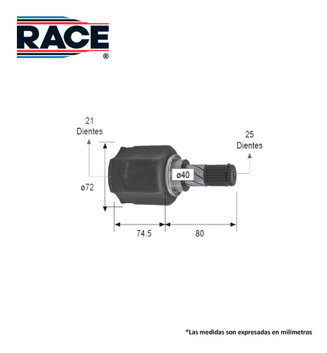 Imagen 2 de 6 de Espiga L/caja Izq-der Nissan March 1.6l 2012-2018 Race