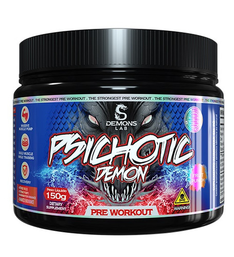 Suplemento em pó Demons Lab  Psichotic Demon Black beta-alanina Psichotic Demon Black sabor  fruit punch em pote de 150g