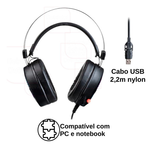 Imagem 3 de 8 de Fone Headset Gamer Rgb Usb 2.0 Warrior Flamma - Ph306