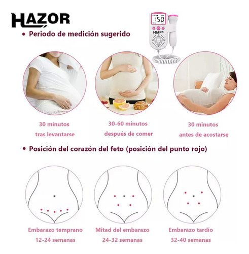 Hazor Doplerd Fetal Monitor Para Escuchar Pulsovital Latidos Bebe Seguridad Ultrasonido Portatil Seguro Y Protegido Mayor Calidad Color Rosa