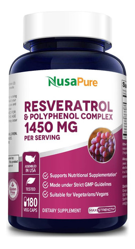 Resveratrol + Polifenol + Vita C 1450mg X180 Caps Fuerza Max