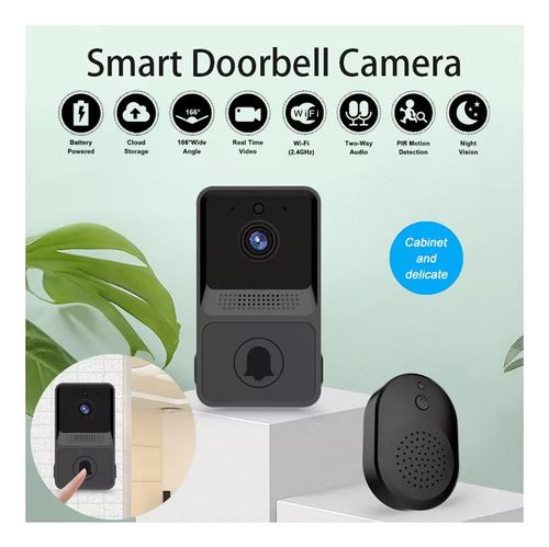 Hu Timbre Con Cámara, Wifi, Inalámbrico, Intercomunicador