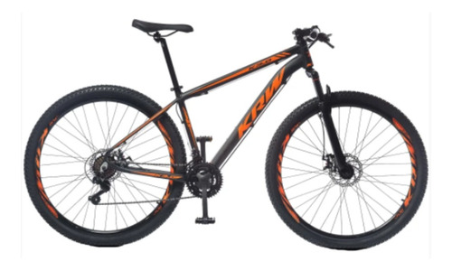 Mountain bike KRW X51 aro 29 19" 21v freios de disco mecânico cor preto/laranja-fosco
