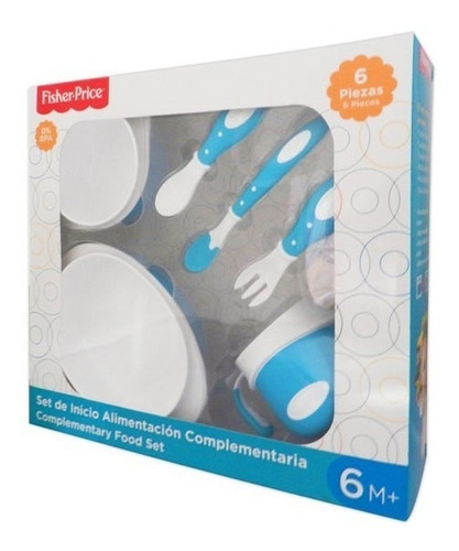 Set Comida Bebe Plato Vaso Cubiertos Bowl Fisher-price 6 Pz