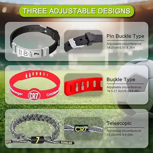 Set De Pulseras Con Estuche De Astros Messi Y Cr7 Ronaldo Azul (color) 19 Cm