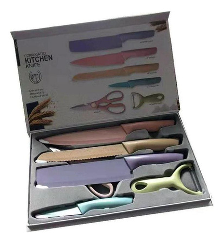 Set de cuchillos y cortadores de cocina de colores