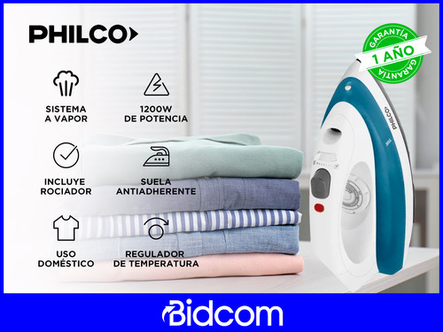 Plancha A Vapor Philco 1200w Antiadherente Rociador Pvp1117n