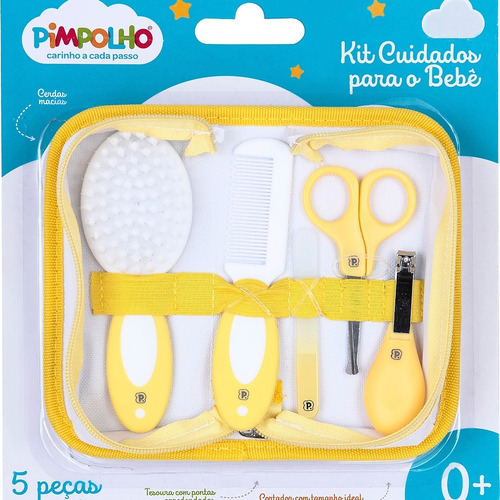 Imagem 3 de 4 de Kit Higiene 5 Pçs C/ Necessaire Amarelo Pimpolho 87443
