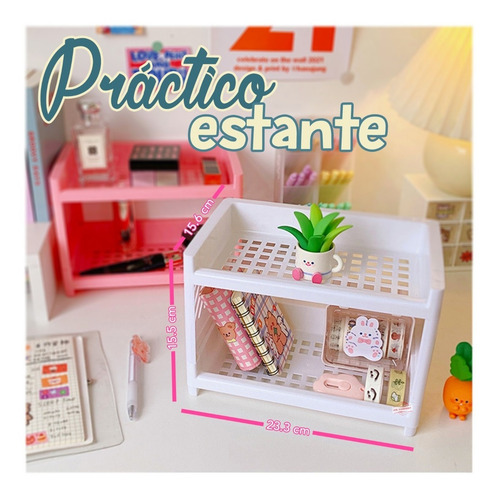 Imagen 2 de 7 de Estante Plastico Organizador 2 Niveles Baño Escritorio Mx-89