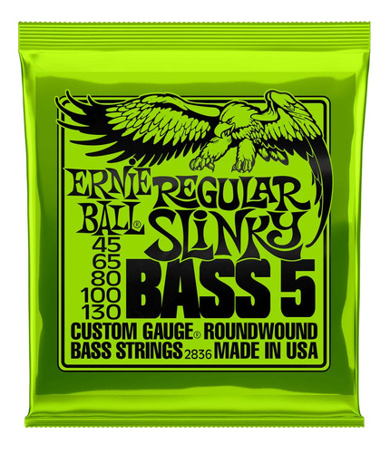 Set De 5 Cuerdas Para Bajo Ernie  Ball Regular Slinky Nickel