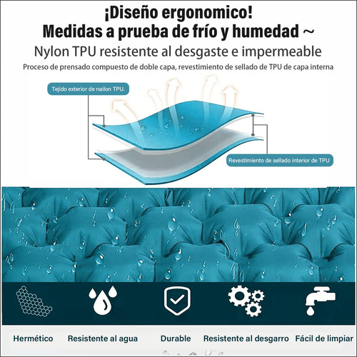 Almohadilla Inflable Para Dormir Con Bomba De Pie Verde