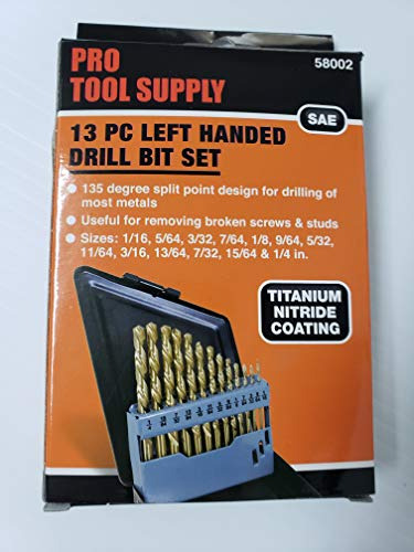 13pc Left Hand Drill Bit Set, Titanium Coated, 135 Degree Sp