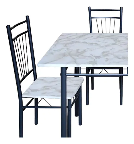 Juego Comedor Living 4 Sillas Mesa Set Rectangular - Milenio Gris / Negro
