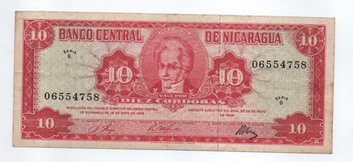 Billete Nicaragua 10 Cordobas 1989