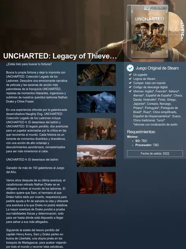 Uncharted: Legacy of Thieves Collection para PC ya tiene fecha y requisitos