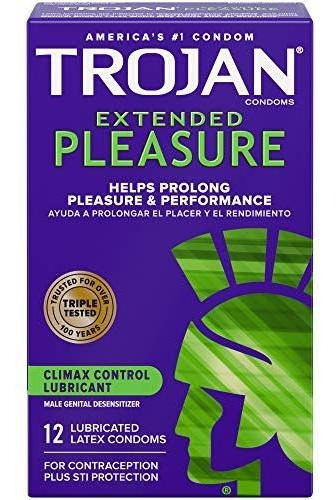 Condones Trojan Extended Pleasure Con Lubricante Desensibili