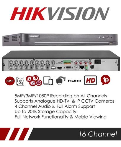 Dvr Hikvision 16ch 5en1 8mp 2160p H.265pro+