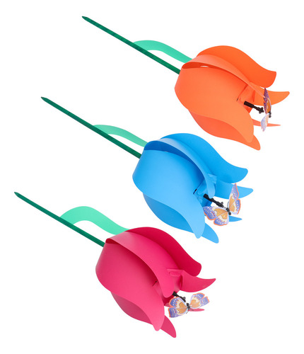 Cataventos De Jardim Decorativos, 3 Peças, Design De Tulipa,