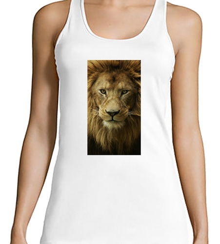 Musculosa Mujer Leones A2 Leon Frente Mirada Feroz