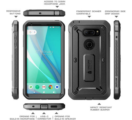 Imagen 3 de 8 de Case LG V35 Thinq LG G6 C/ Clip Protector Todo Terreno Armor