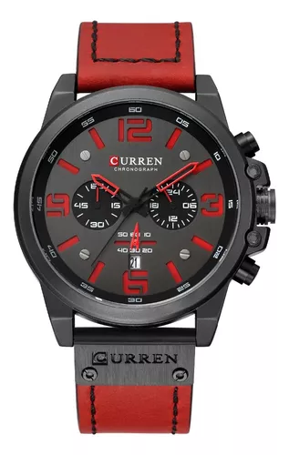 Reloj hombre GT50-3 rojo con caja pavonada, tablero negro - Relojes Loix