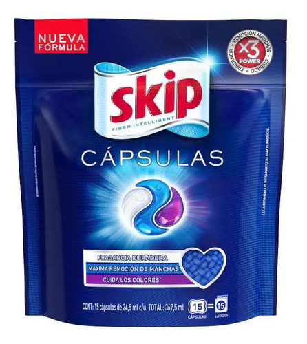 Jabón Liquido Skip Lavarropa Concentrado Capsulas 15caps.