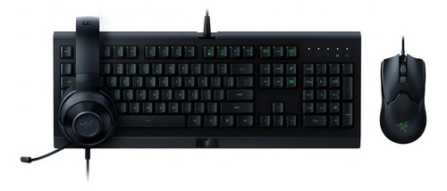 Combo Kit Gamer Razer Power Up Teclado Razer Cynosa Mouse Razer Viper Audífonos Kraken X Lite Color Negro