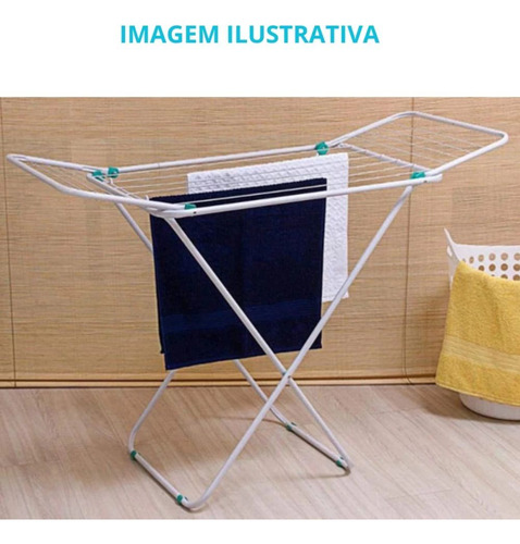 Varal De Parede Aluminio 1 M + Varal De Chão Com Abas 1,43 M