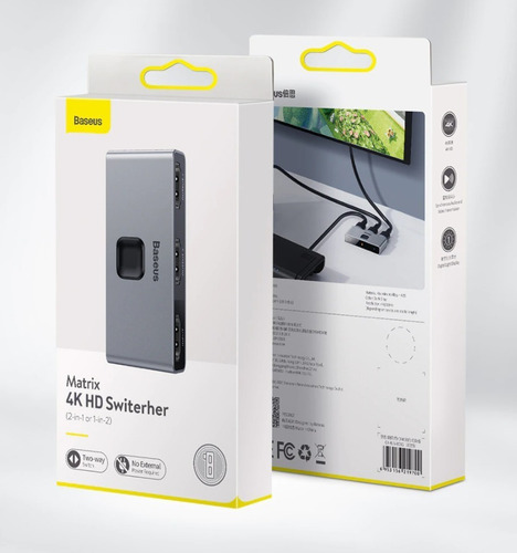 Imagen 9 de 9 de Switch Splitter Hdmi 2 En 1 Ultra Hd 4k Premium Baseus