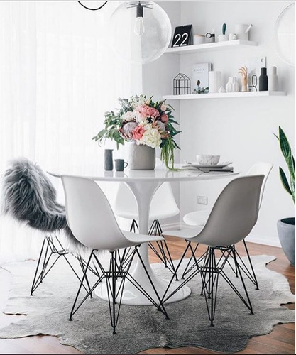 Mesa Jantar Tulipa Saarinen Redonda 120 Mármore Branco Extra