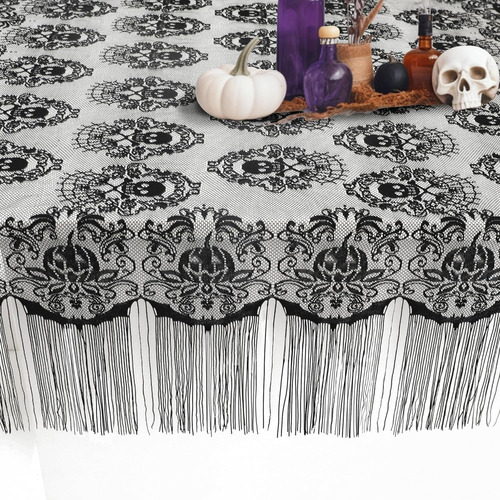 Mantel De Halloween, Mantel De Tela De Encaje De Calavera Co