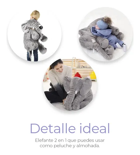 Peluche Grande Elefante Almohada Juguete Niños Y Bebes 60cm