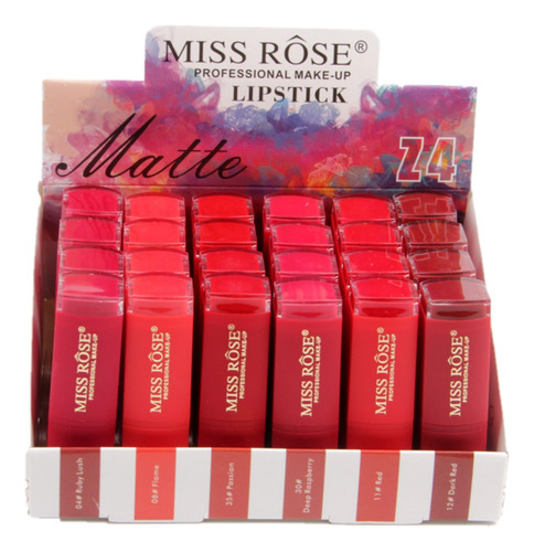 24- Batom Lipstick Matte - 7301-022z4 Miss Rose Atacado Sj