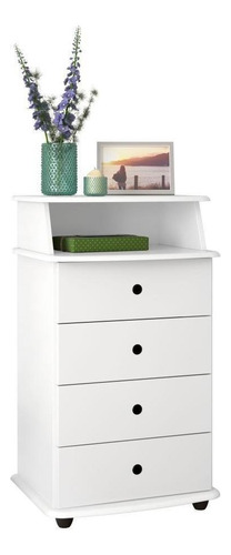 Mesa De Cabeceira Luxo Ii Com 4 Gavetas - Diversas Cores Cor Branco