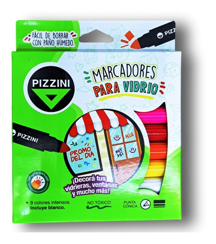Marcadores Para Vidrio Pizzini X 9 Colores