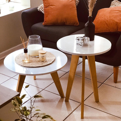 Imagen 3 de 3 de Mesa Mesita Ratona Nordica Auxiliar Living Modernas Laqueada