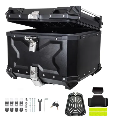 comprar Caja Moto Top Case Aluminio Baul Con Respaldo Y Base 55 L