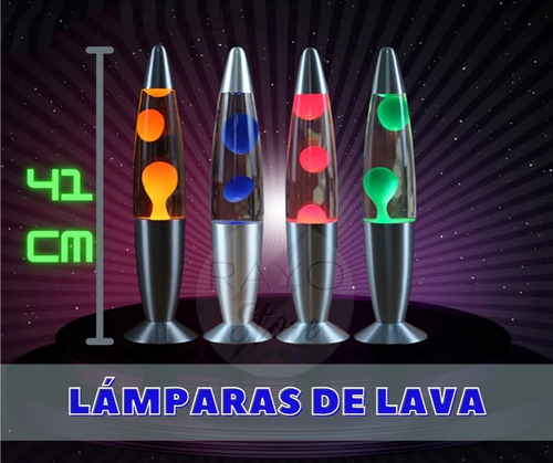 Lámpara De Lava Original Base Metal 41 Cm Colores Variados