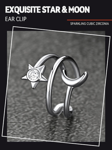 Pendientes De Oreja De Estrella Y Luna Para Mujer, Pendiente
