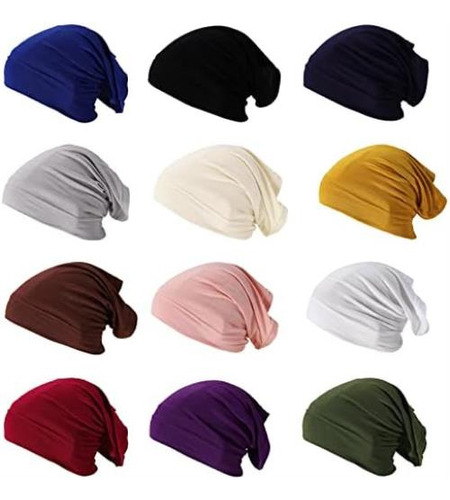 12 Uds. Debajo Gorra Hijab, Gorro Elástico Color Sólido Tubo