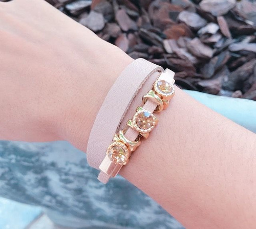 Bracelete Em Couro Bege