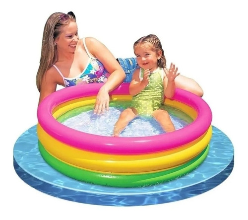 Piscina Redonda Acolchada Inflable Chica Colores 