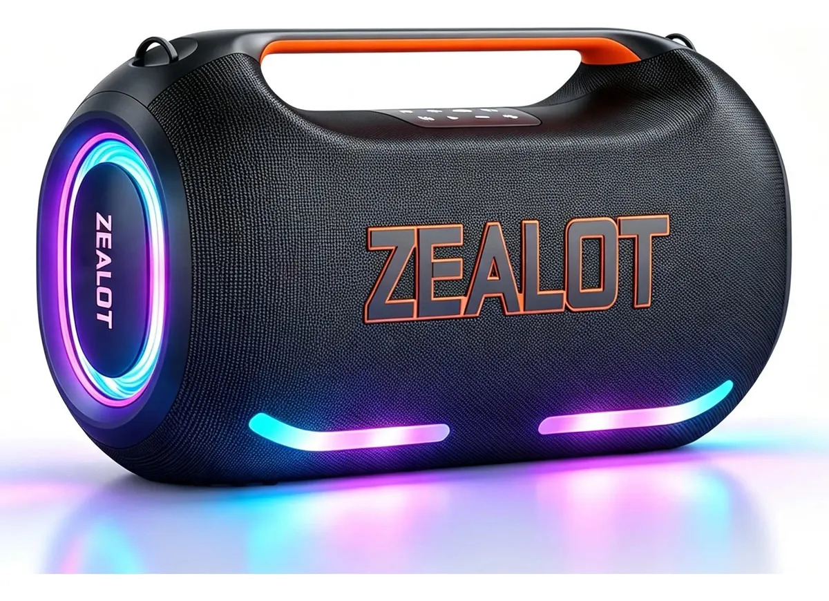 500W Pico Bocina Bluetooth Nueva Zealot ZE41 380W RMS Kantaro Potente con DSP, Graves Potentes Subwoofer, IPX7, Batería 60000mAh, TWS, OTG, RGB, Correa, Negro, Ideal Fiestas