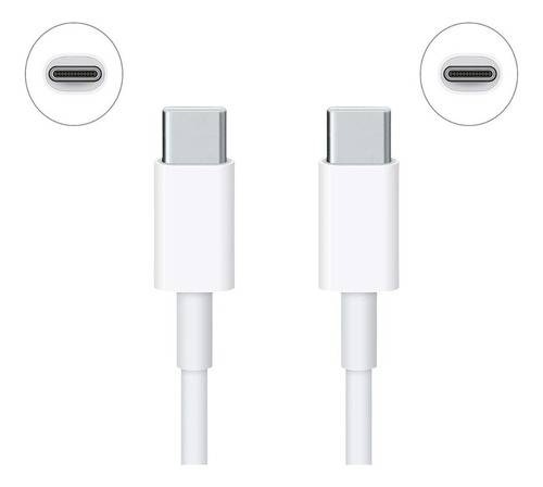 Cable Fast Charger Compatible iPhone - Samsung Tipo C A C Color Blanco